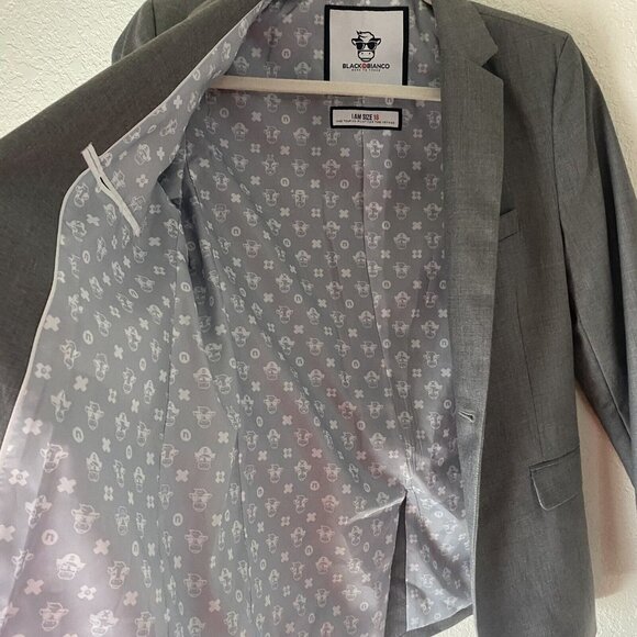 Black N Bianco Blazer Boys Size 16 Grey Suit Jacket Formal Wear - Picture 6 of 14